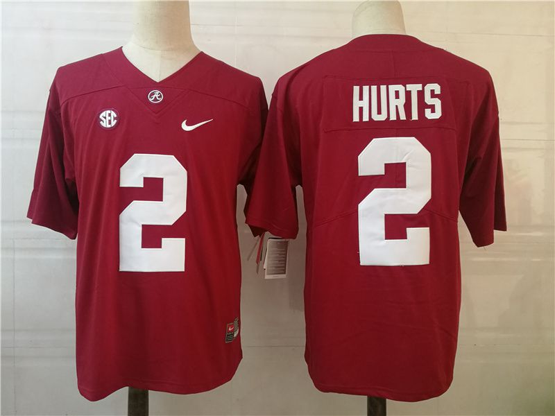 Men Alabama Crimson Tide #2 Hurts Red Nike 2025 NCAA Jersey